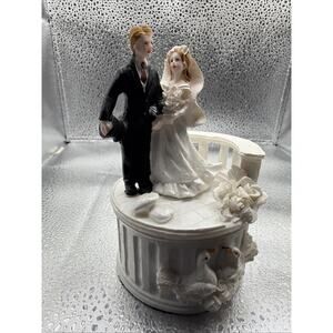 Bride And Groom Wedding Cake Topper Figurine Ceramic